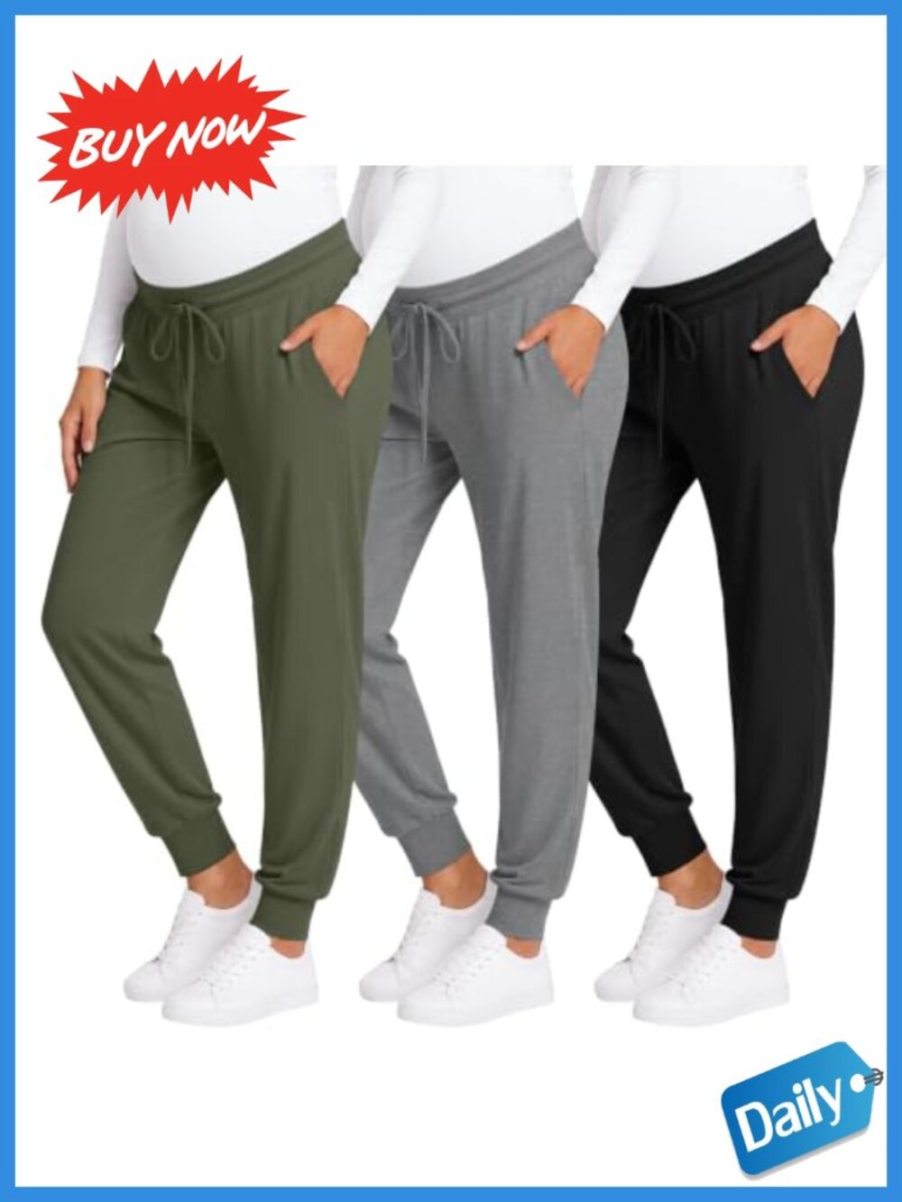 Maternity Lounge Jogger Pants 3 Pack Pregnancy Postpartum Casual